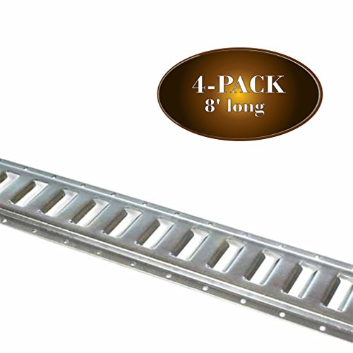 Product Cover Four 8-ft E Track Tie-Down Rail, Powder-Coated Steel ETrack TieDowns, Horizontal 8' E-Tracks, Pack of 4 Bolt-On Tie Down Rails for Cargo on Pickups, Trucks, Trailers, Vans