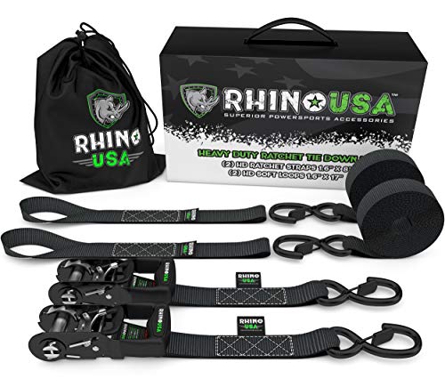 Product Cover RHINO USA Ratchet Straps Motorcycle Tie Down Kit, 5,208 Break Strength - (2) Heavy Duty 1.6