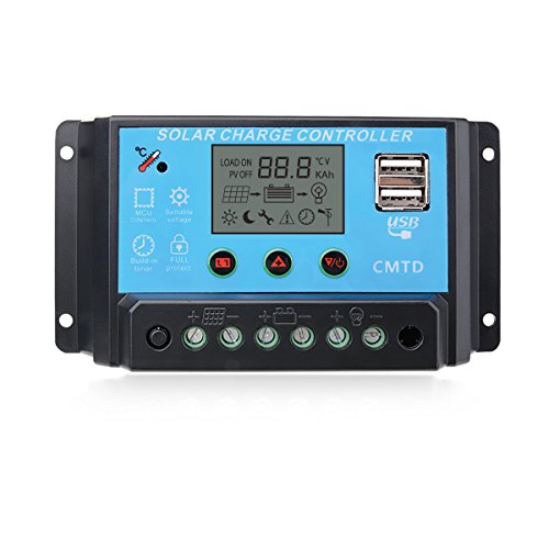 Product Cover Sunix® 20A 12V/24V Solar Charge Controller Charge Regulator Intelligent, USB Port Display Overload Protection Temperature Compensation