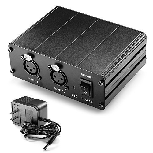 Product Cover Neewer 2-Channel 48V Phantom Power Supply with Power Adapter for Condenser Microphones, Transfer Sound Signal to External Sound Card