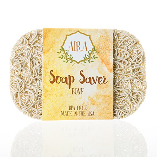 Product Cover Aira Soap Saver - Soap Dish & Soap Holder Accessory - BPA Free Shower & Bath Soap Holder - Drains Water, Circulates Air, Extends Soap Life - Easy to Clean, Fits All Soap Dish Sets - Bone