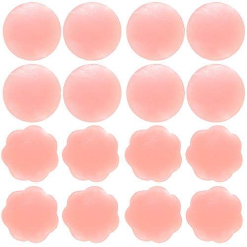 Product Cover Senchanting Thin Reusable Adhesive Silicone Nipple Covers Breast Petals Pasties (4 pair round+4 pair flower)