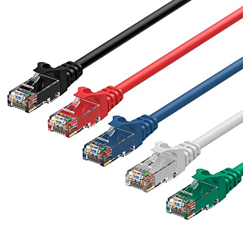 Product Cover Rankie RJ45 Cat6 Snagless Ethernet Patch Cable, 5-Pack, 1 Foot, 5-Color Combo
