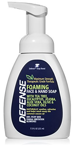Product Cover Defense Liquid Foaming Face & Hand Soap 7.5 Fl Oz with Tea Tree, Eucaluptus, Jojoba, Aloe Vera, Olive & Coconut Oils