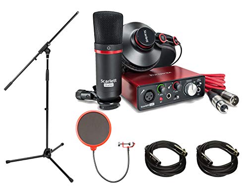 Product Cover Focusrite Scarlett Solo Studio Pack 2nd Gen & Recording Bundle w/ Pro Tools, Includes, Universal Pop Filter Microphone Wind Screen,10 Premier Series XLR Male-XLR Female 16AWG Cable&Microphone Stand