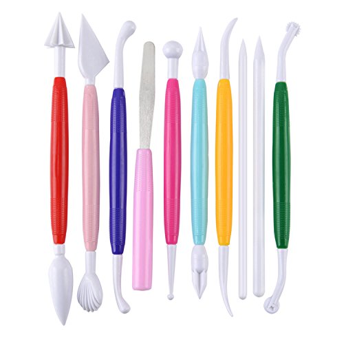 Product Cover Outus 10 Pieces Plastic Clay Tools Ceramic Pottery Tool Kit for Shaping and Sculpting (Assorted Colors)