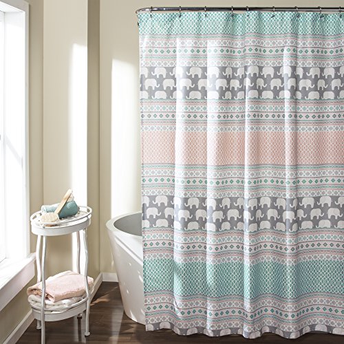 Product Cover Lush Decor 16T000122 Elephant Stripe Shower Curtain, 72
