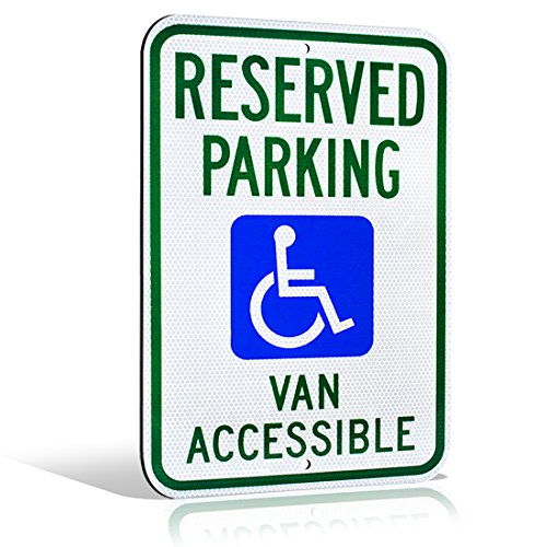 Product Cover Reflective Aluminum Handicap Reserved Parking Van Accessible Highly Visible Wheelchair Icon Metal Sign 18