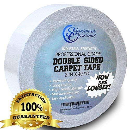 Product Cover Sugarman Creations Strongest Double Sided Carpet Tape-[2-Inch-by-40-Yard,120 feet!-2X More!]- 5 Stars Professional Grade,Industrial Strength,Heavy Duty Rug Tape.Top Rated Carpet Underlayment Adhesive