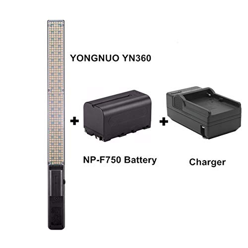 Product Cover YONGNUO YN360 Handheld LED Video Light 3200K-5500K RBG Colorful Professional Photo LED Stick 15.5 Inch with Charger and NP-F750 Lithium-ion Battery + MicroFiber Cloth