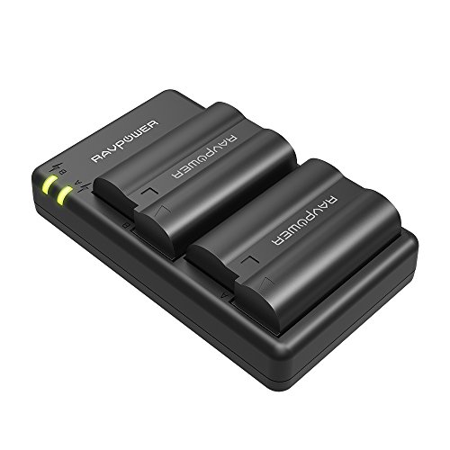 Product Cover EN-EL15 EN EL15a RAVPower Battery Charger Set Compatible with Nikon d750, d7200, d7500, d850, d610, d500, MH-25a, d7200, z6, d810 Batteries (2-Pack, Micro USB Port, 2040mAh)