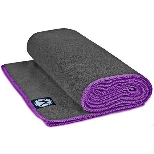 Product Cover Youphoria Hot Yoga Towel - Non-Slip Yoga Mat Towel - Perfect Microfiber Towel for Yoga and Pilates (Gray/Purple, 24 x 72)