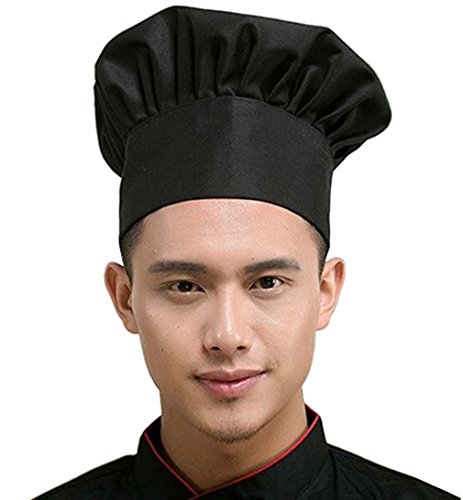 Product Cover Hyzrz Chef Hat Adult Adjustable Elastic Baker Kitchen Cooking Chef Cap, Black