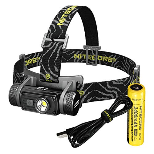 Product Cover Nitecore HC60 1000 Lumen USB Rechargeable LED Headlamp, 3400 mAh Rechargeable Battery Plus LumenTac Adapters (White Light)