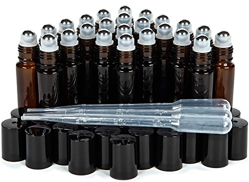 Product Cover Vivaplex, 24, Amber, 10 ml Glass Roll-on Bottles with Stainless Steel Roller Balls. 3-3 ml Droppers included