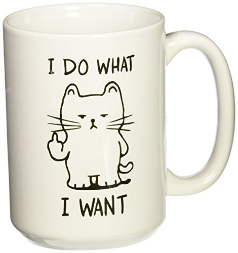 Product Cover I Do What I Want Cat Funny Coffee Mug Birthday Gift For Him, Her, Men or Women Xmas Present Idea For Cat Lovers, Mom, Dad, Son, Daughter, Husband, Wife or Cat Loving Coworker Sturdy Mug 15 Oz. White