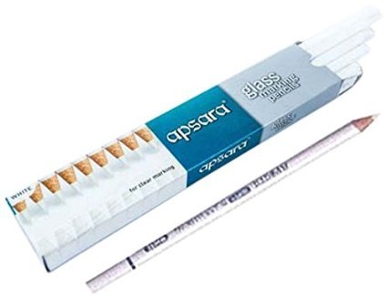 Product Cover Apsara Glass Marking Pencils (10pcs) Free Sharpener (White)
