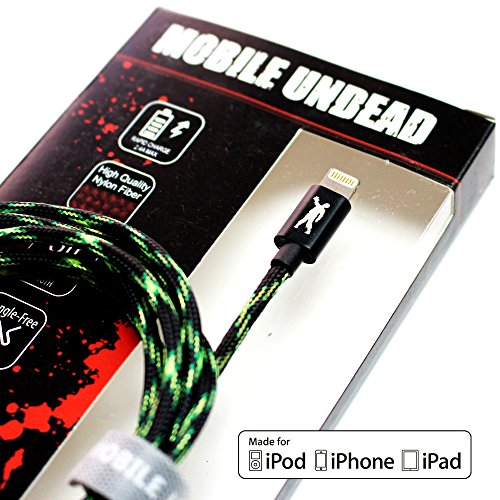 Product Cover Mobile Undead [Apple MFi Certified] Lightning to USB Cable - Nylon Braided Aluminum Housings 5 Feet for iPhone 11 Pro Max 11 Pro 11 XS XS Max XR X 8 Plus 7 iPad Pro Air Mini iPod (Zombie)