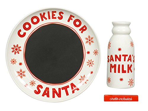 Product Cover Tiny Ideas Santa's Christmas Cookie Set, Chalkboard Message to Santa Plate and Milk Mug Holiday Gift Set