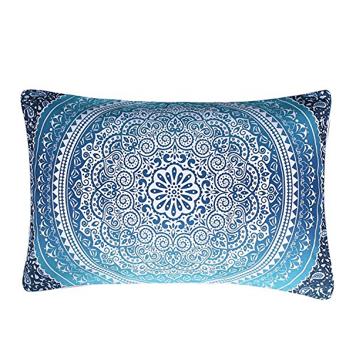 Product Cover Sleepwish Elephant Mandala Pattern Pillow Case Crystal Arrays Blue Bedclothes Mandala Printed Pillowcase (1 Case) (20 x 30 Inches)