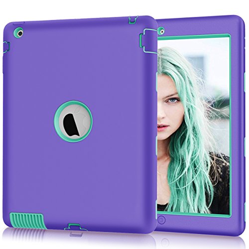 Product Cover iPad 2/3/4 Case, Hocase Rugged Slim Shockproof Silicone Rubber+Hard Plastic Dual Layer Protective Case Cover for Apple 9.7