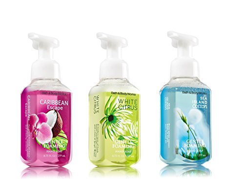 Product Cover Bath and Body Works ISLAND TRIO----- Variety 3 Pack of Foaming Hand Soap ----- includes 1 White Citrus, 1 Caribbean Escape, & 1 Sea Island Cotton