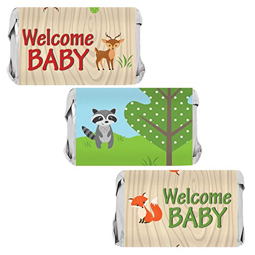 Product Cover Woodland Animals Baby Shower Mini Candy Bar Wrappers - 45 Stickers