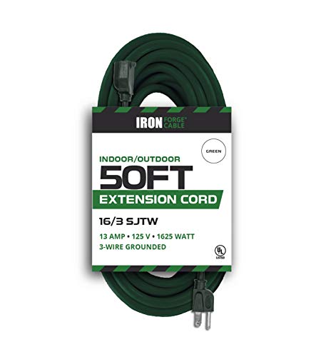 Product Cover 50 Ft Outdoor Extension Cord - 16/3 Durable Green Cable - Perfect for Christmas Lights