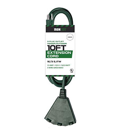 Product Cover 10 Ft Outdoor Extension Cord with Power Block - 16/3 Durable Green Cable