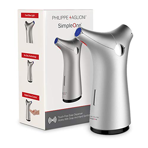 Product Cover Simpleone Automatic Touchless Soap Dispenser New Improved Design - Hands-Free Soap Dispensing Pump is Perfect for Bathroom and Kitchen - Use Any Liquid Soap or Sanitizer (Silver)