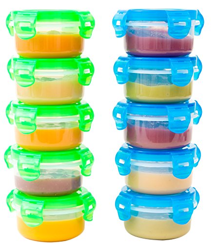 Product Cover Elacra Baby Food Storage Containers BPA-Free Freezer Safe Microwavable Airtight Small Container Set, 10 Pack, 3.4oz