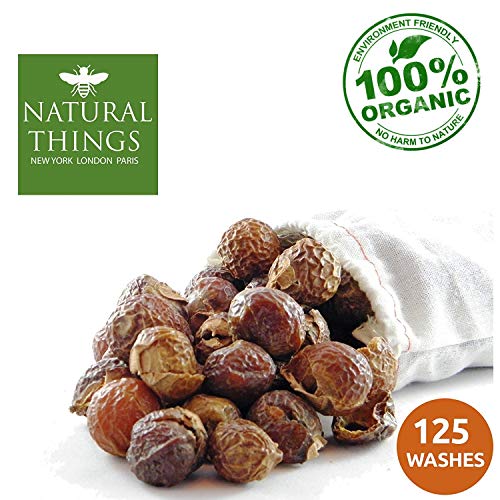 Product Cover NaturalThings. Organic All Natural Laundry and Dishwashing Detergent Soap Nuts for Eco Friendly, Premium Grade, Sustainable & Green Laundry (125 Loads). Includes Wash Bag