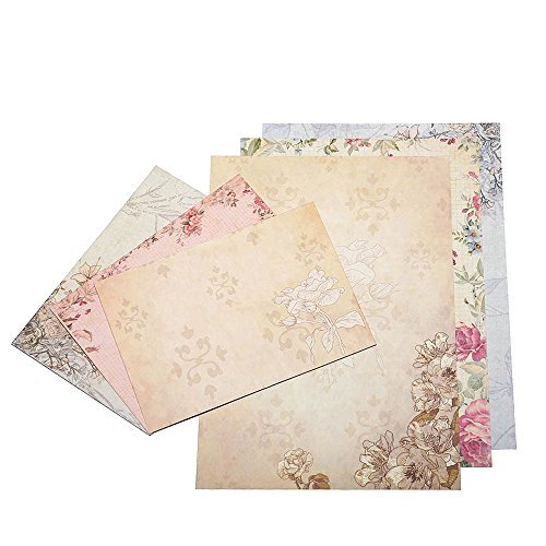 Product Cover Dahey 30Pcs Vintage Stationery Floral Writting Paper Matching Envelopes Sets for Handwriting Letters, Assorted Colors
