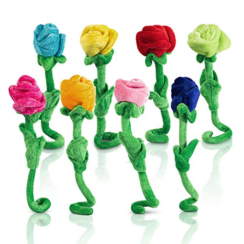 Product Cover T PLAY Plush Flowers Colorful Plush Rose Stuffed Flowers Toy Durable Stuffed Rose Plush Flowers Bouquet With Bendable Stems Toys Soft Flower For Kids Girl Toddler Decorations Valentines Gift 12