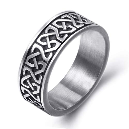 Product Cover Elfasio 8mm Men Celtic Knot Stainless Steel Ring Band Vintage Jewelry US Size 8-15