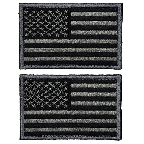 Product Cover 2 Pieces Tactical USA Flag Patch -Black & Gray- American Flag US United States of America Military Uniform Emblem Patches