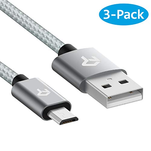 Product Cover Rankie Micro USB Cable High Speed Data and Charging, Nylon Braided, 3-Pack 3FT