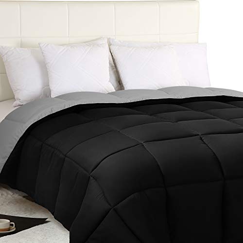 Product Cover Utopia Bedding Down Alternative Reversible Comforter All Season Duvet Insert Microfiber Box Stitched, 3D Hollow Siliconized Comforter, King, Black/Grey