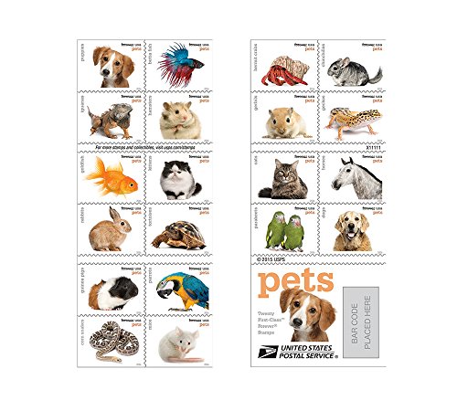 Product Cover 20 Forever USPS stamps Pets celebrate animals in our lives that bring joy companionship and love 1 sheet of 20 stamps