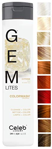 Product Cover Celeb Luxury Gem Lites Colorwash: Citrine Pale Blonde Glo, Color Depositing Shampoo, 10 Traditional Colors, Stops Fade in 1 Quick Wash, Cleanse + Color, Sulfate-Free, Cruelty-Free, 100% Vegan