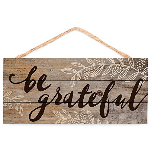 Product Cover P. Graham Dunn Be Grateful Distressed 5 x 10 Wood Plank Design Hanging Sign