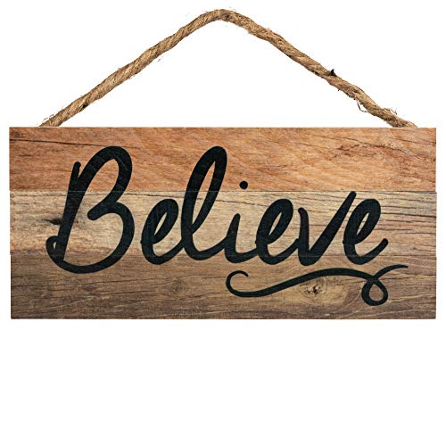 Product Cover P. Graham Dunn Believe Weathered Look 5 x 10 Wood Plank Design Hanging Sign