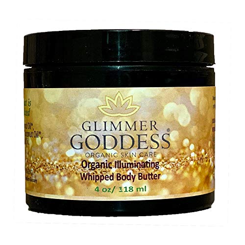 Product Cover Organic Gold Body Shimmer Whipped Body Butter - Sexy Sparkle For Natural Skin Radiance - Chemical Free Shimmering Moisturizer - Glimmer Goddess