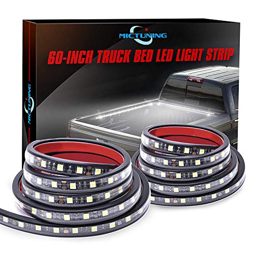 Product Cover MICTUNING 2Pcs 60 Inch White LED Cargo Truck Bed Light Strip Lamp Waterproof Lighting Kit with On-Off Switch Fuse 2-Way Splitter Cable for Jeep Pickup RV SUV and More
