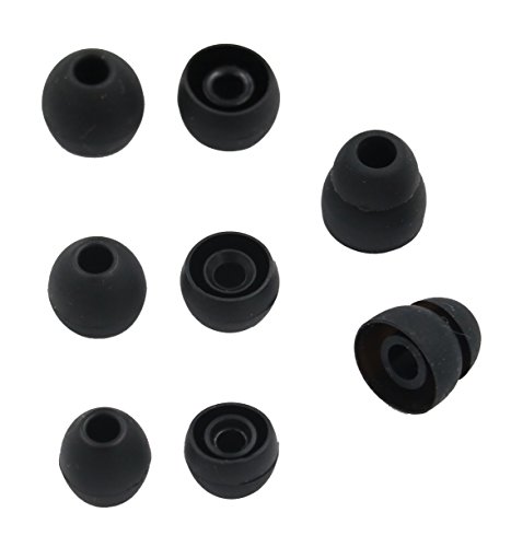 Product Cover ALXCD Ear Tip for MEE M6 Pro Earphone, SML & Double Flange Soft Silicone Replacement Earbud EarGel EarTip, Fit for MEE M6 Pro Earphone [4 Pair] (Black)