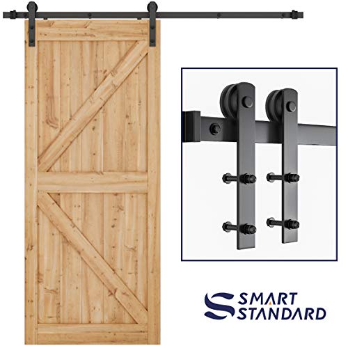 Product Cover SMARTSTANDARD 6.6ft Heavy Duty Sturdy Sliding Barn Door Hardware Kit -Smoothly and Quietly -Easy to install -Includes Step-By-Step Installation Instruction Fit 36