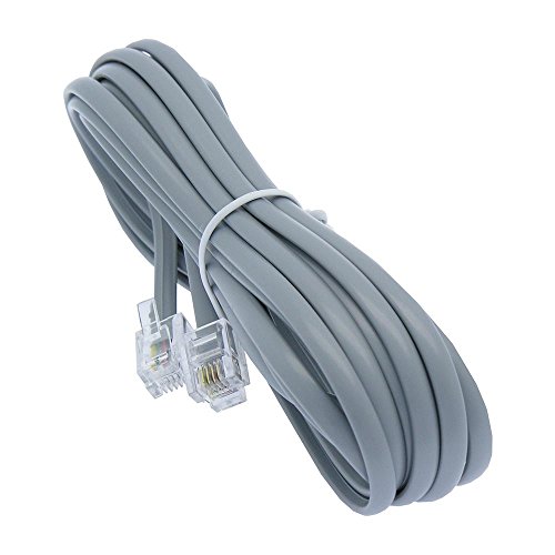 Product Cover 25ft Heavy Duty RJ11 / RJ14 Silver Satin 4 Conductor Telephone Line Cord by Corpco