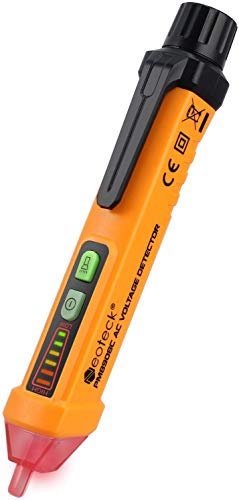 Product Cover Neoteck Non-Contact Voltage Tester 12-1000V AC Voltage Detector Pen Circuit Tester Tool with Led Flashlight Beeper Pocket Clip-Orange