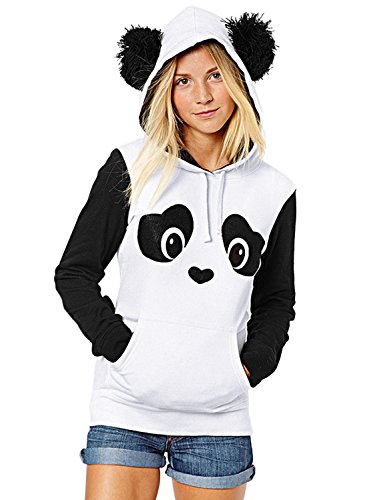 Product Cover ZXZY Women Cute Cotton Blend Long Sleeve Panda Print Hoodies Pullover Tops
