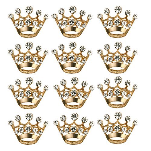 Product Cover ULTNICE 12pcs Tiara Crown Brooch Pin Wedding Party Pageant Brooch (Gold)